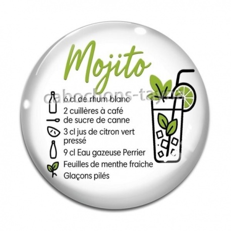 Cabochon Verre - recette mojito