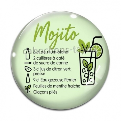 Cabochon Verre -  recette mojito