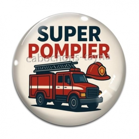 Cabochon Verre - super pompier