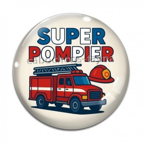 Cabochon Verre - super pompier