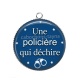 Pendentif Cabochon Argent - une policière qui déchire