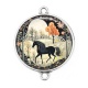 Connecteur Cabochon Argent - cheval