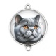 Connecteur Cabochon Argent - chat