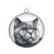Pendentif Cabochon Argent - chat