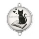 Connecteur Cabochon Argent - chat