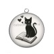 Pendentif Cabochon Argent - chat