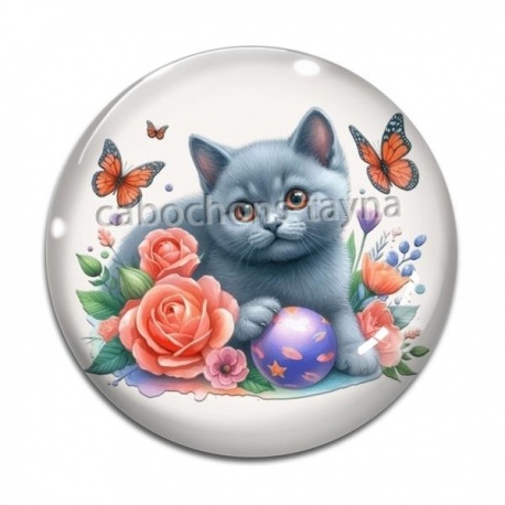 Cabochon Verre - chat