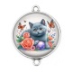 Connecteur Cabochon Argent - chat