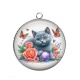 Pendentif Cabochon Argent - chat