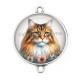 Connecteur Cabochon Argent - chat