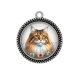 Pendentif Cabochon Argent - chat