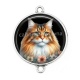 Connecteur Cabochon Argent - chat