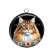 Pendentif Cabochon Argent - chat