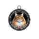 Pendentif Cabochon Argent - chat