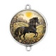 Connecteur Cabochon Argent - cheval