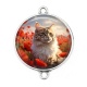 Connecteur Cabochon Argent - chat