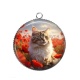 Pendentif Cabochon Argent - chat