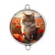 Connecteur Cabochon Argent - chat