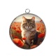 Pendentif Cabochon Argent - chat