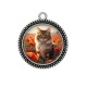 Pendentif Cabochon Argent - chat