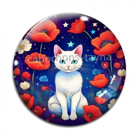 Cabochon Verre - chat