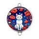 Connecteur Cabochon Argent - chat