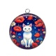 Pendentif Cabochon Argent - chat