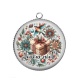 Pendentif Cabochon Argent - joyeux noël
