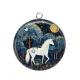 Pendentif Cabochon Argent - licorne