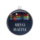 Pendentif Cabochon Argent - merci maître