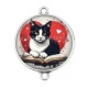 Connecteur Cabochon Argent - chat livre