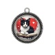 Pendentif Cabochon Argent - chat livre
