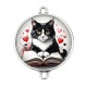 Connecteur Cabochon Argent - chat livre