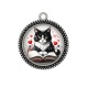 Pendentif Cabochon Argent - chat livre