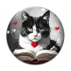 Cabochon Verre -  chat livre