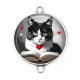 Connecteur Cabochon Argent -  chat livre