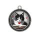 Pendentif Cabochon Argent -  chat livre