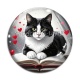 Cabochon Verre -  chat livre