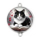 Connecteur Cabochon Argent -  chat livre