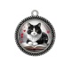 Pendentif Cabochon Argent -  chat livre