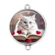 Connecteur Cabochon Argent -  chat livre