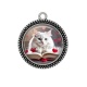 Pendentif Cabochon Argent -  chat livre