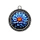Pendentif Cabochon Argent - fleur exotique