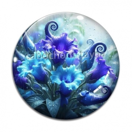 Cabochon Verre - fleur exotique