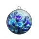 Pendentif Cabochon Argent - fleur exotique