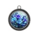 Pendentif Cabochon Argent - fleur exotique