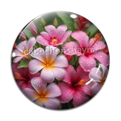 Cabochon Verre - fleur exotique