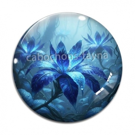 Cabochon Verre - fleur exotique