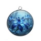 Pendentif Cabochon Argent - fleur exotique