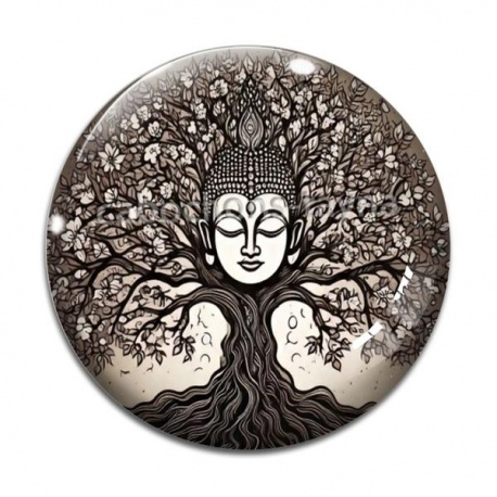Cabochon Verre -  arbre de vie bouddha
